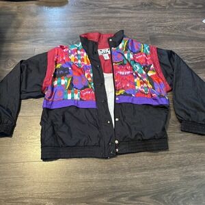 Vintage 90s ? Sunterra PETITE Windbreaker Jacket Womens Multicolor 23x22 Tie Dye